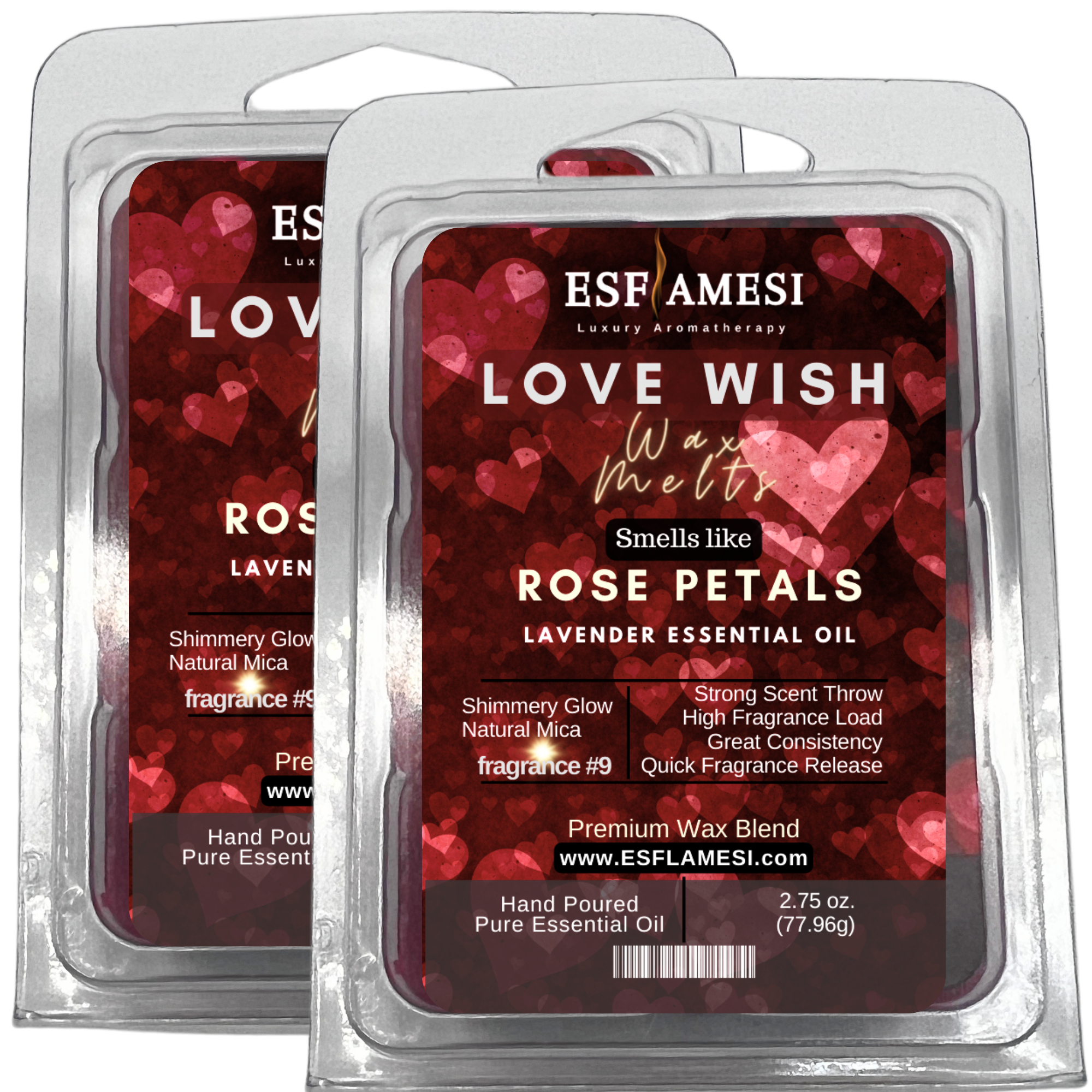 Rose Petals & Lavender "Love Wish" Wax Melts (2-Packs)