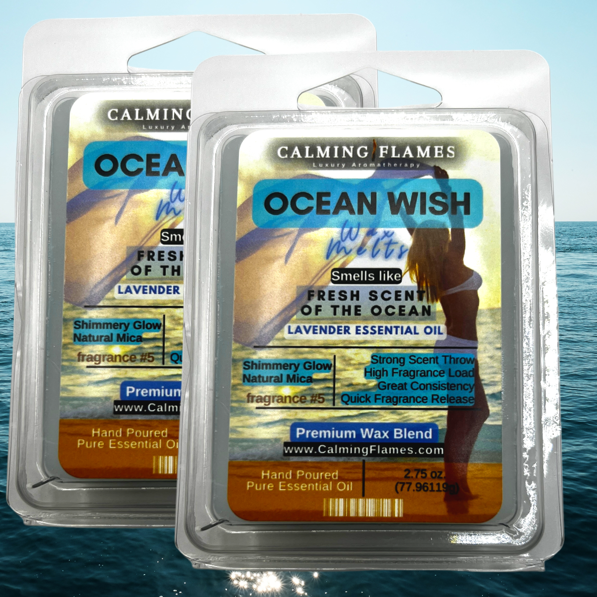 Ocean Scented Wax Melts "OCEAN WISH" Highly Scented Wax Melts (2-Packs)