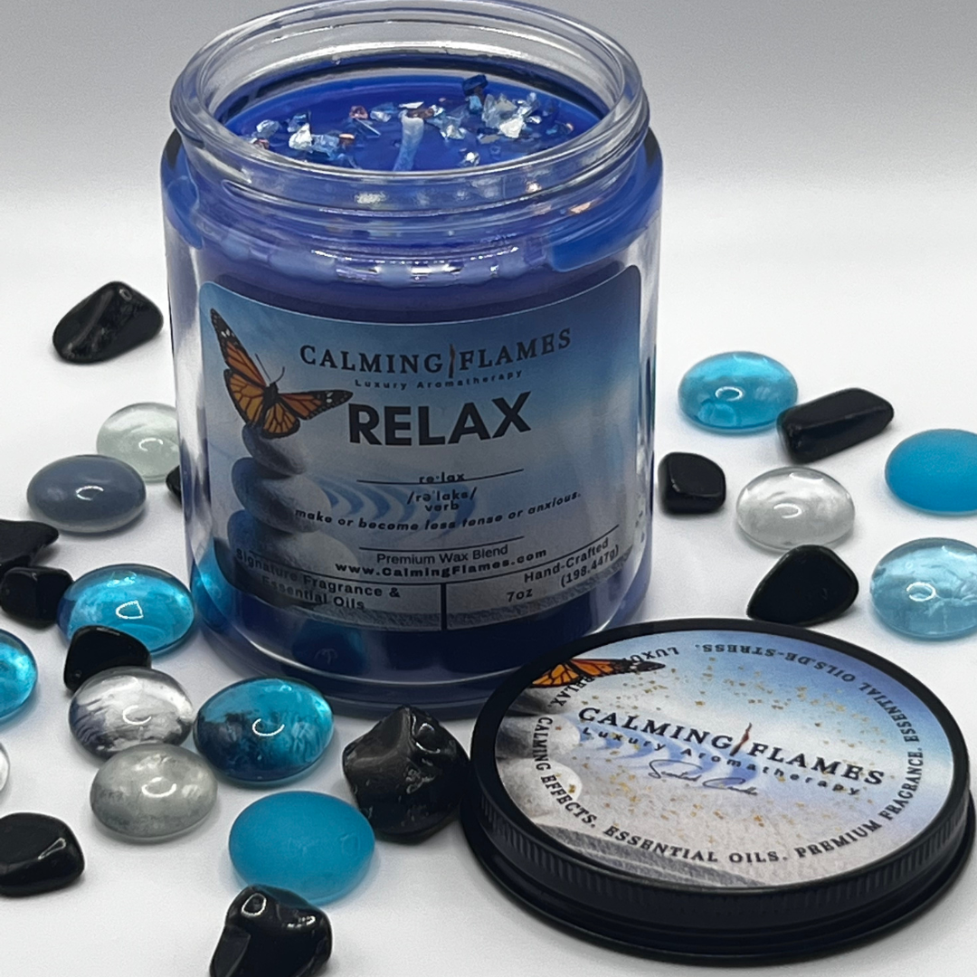 Scented Candles - Blue Candle - Lavender & Rosemary - Aromatherapy Candles - Relax Candles