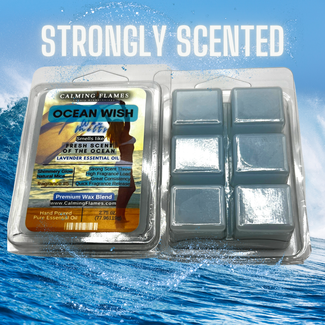 ocean scented wax melts, strongly scented wax melts, strongly scented wax tarts, blue wax tarts, aromatherapy wax melts