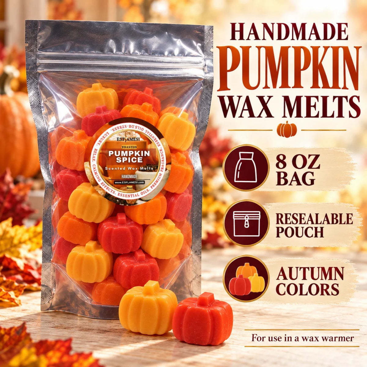 Toasted Pumpkin Spice Wax Melts | Strongly Scented (8oz Bag)